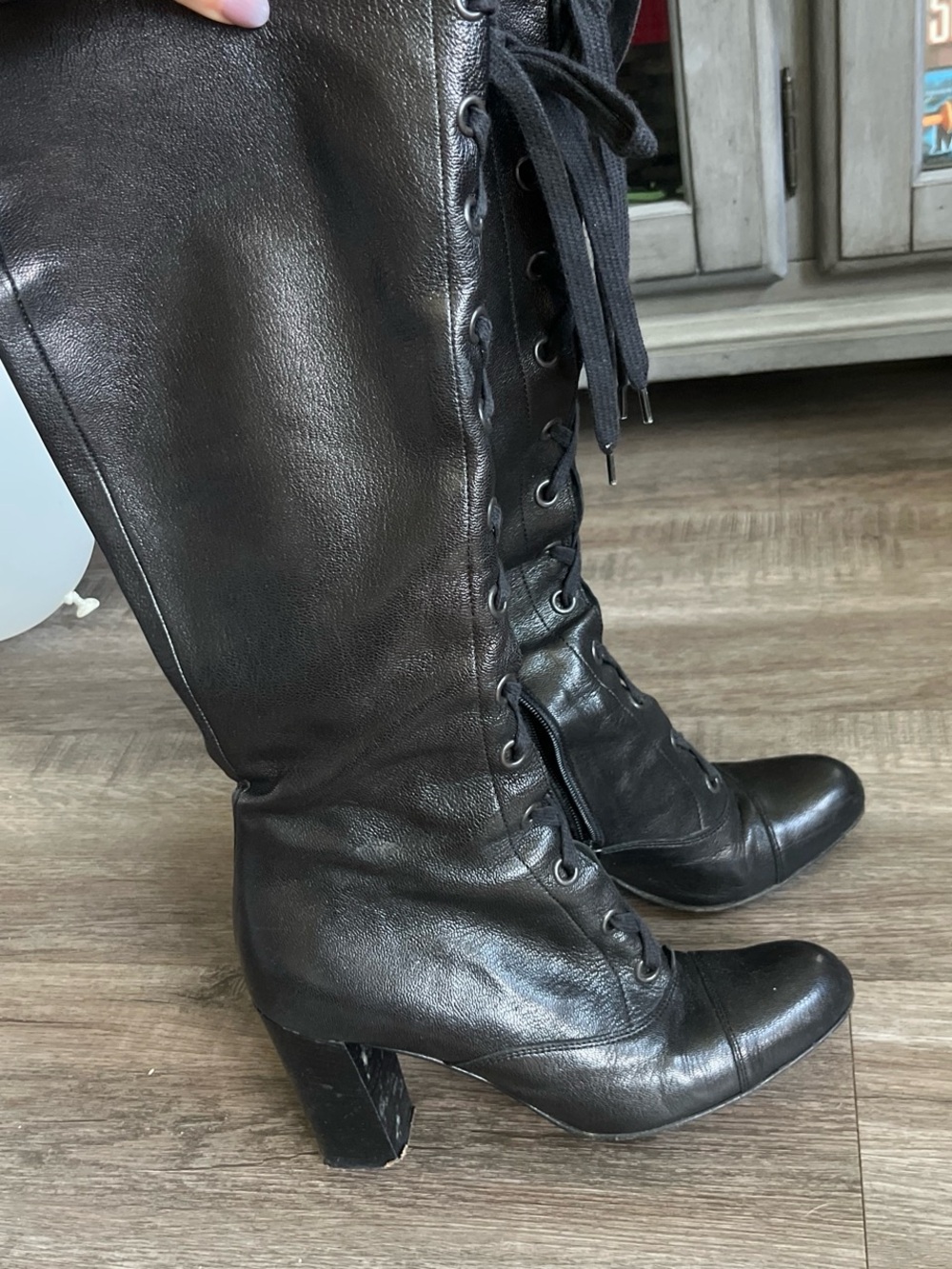 Barney’s New York leather lace up boots